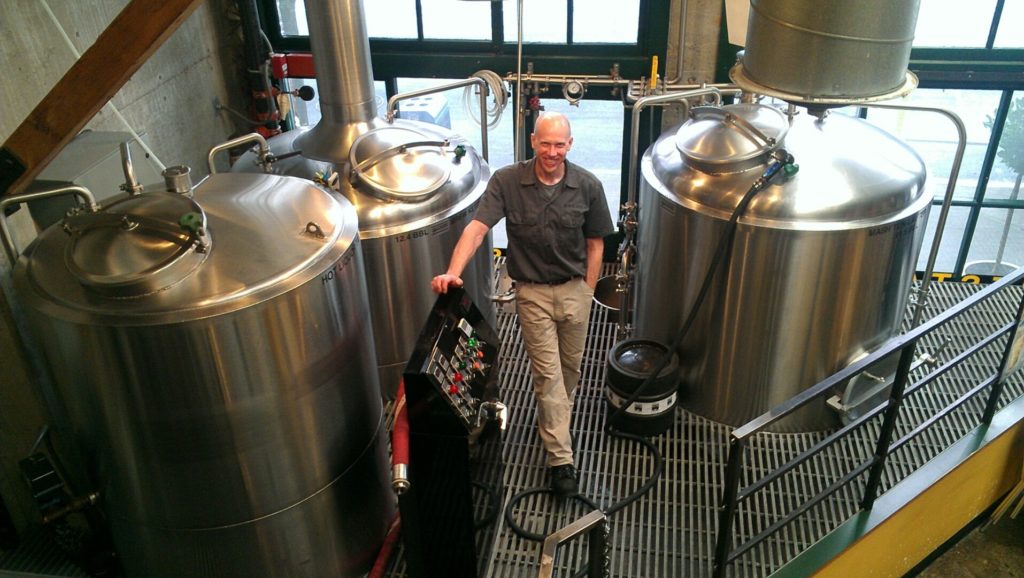 Brewer Larry Chase on the brew deck