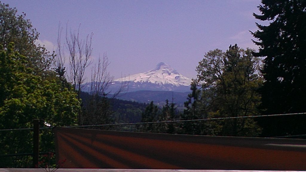 Mount Hood from the deck at Everybody's Brewing in White Salmon, WA