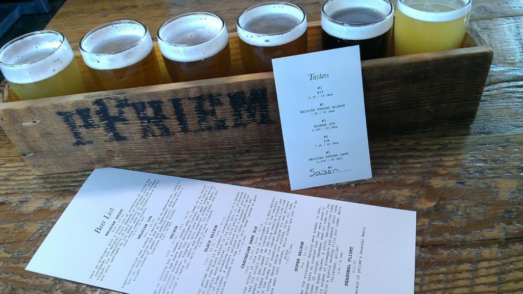 the beer sampler at pFriem Family Brewery