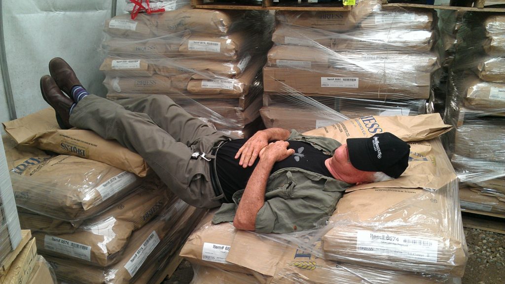 Just couldn't resist reposting this pic of ADI head Bill Owens napping on Briess bags from the ADI hands-on course at Breckenridge Distilling a few years ago!