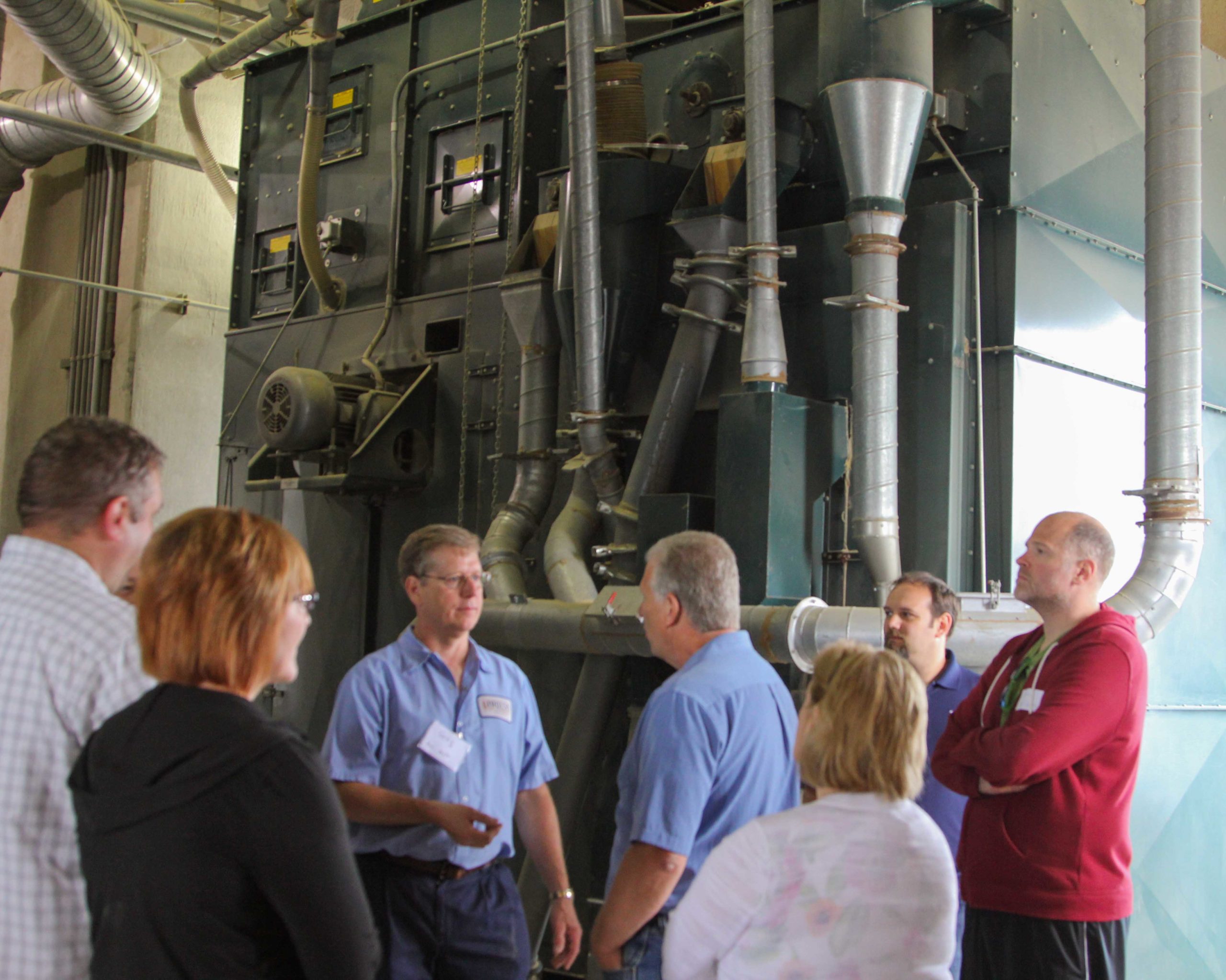 Each floor of the grain elevator entails a different step of the cleaning process. Tour Guides walk visitors through each process.