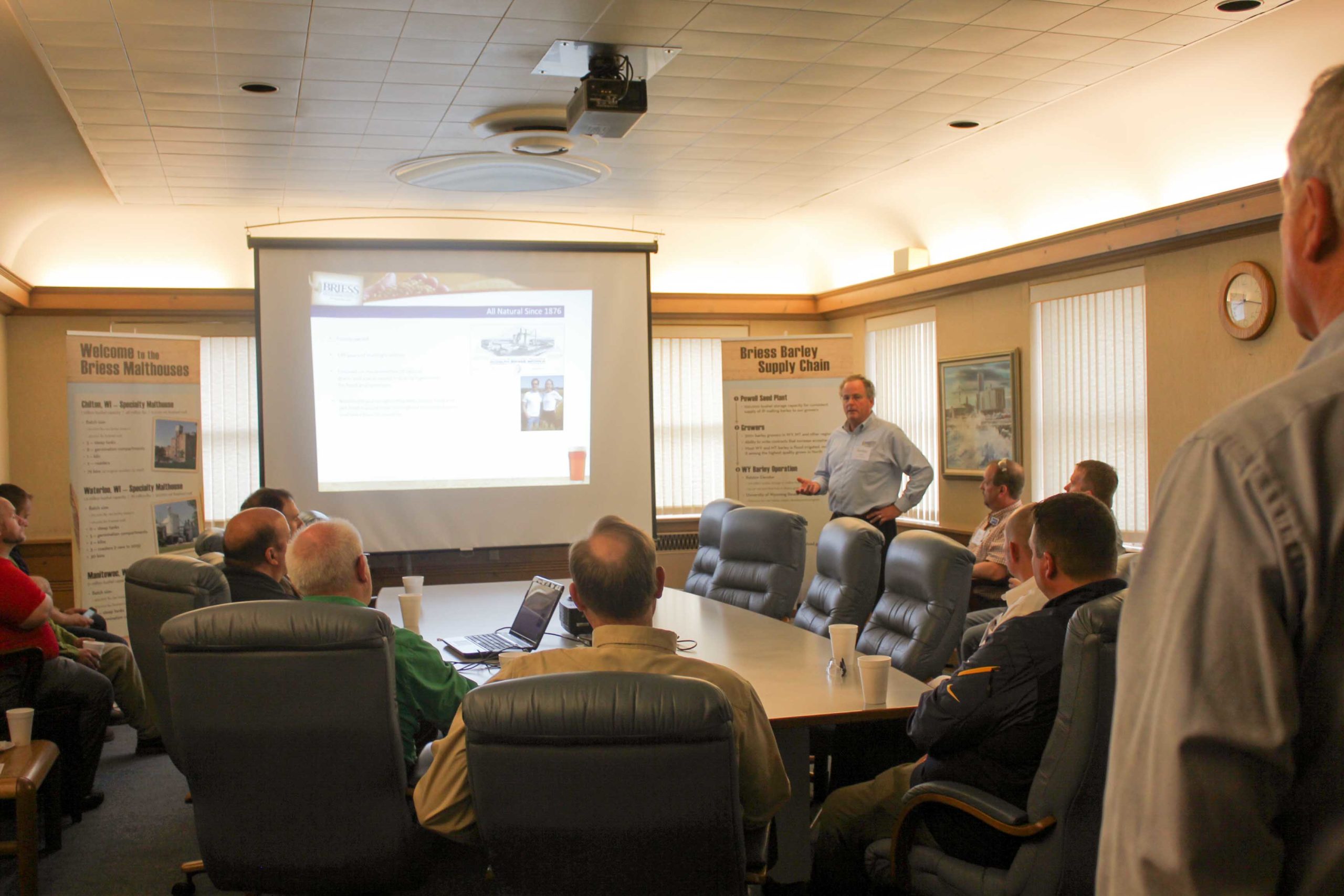 Briess President, Gordon Lane, gives presentation to City Officials and Chamber of Commerce Members.