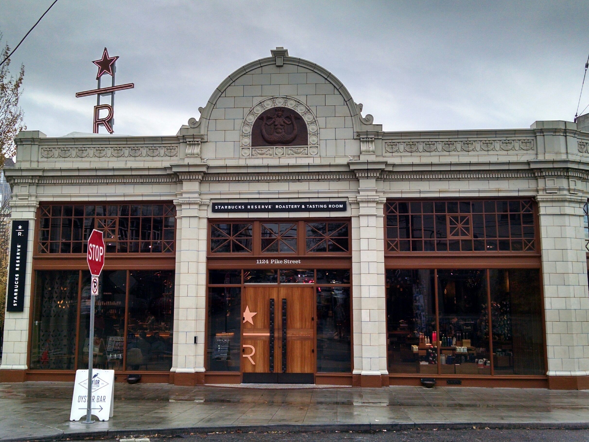 Starbucks Reserve Roastery & Tasting Room at1124 Pike St, Seattle, WA 9 blocks up the hill from their original location 
