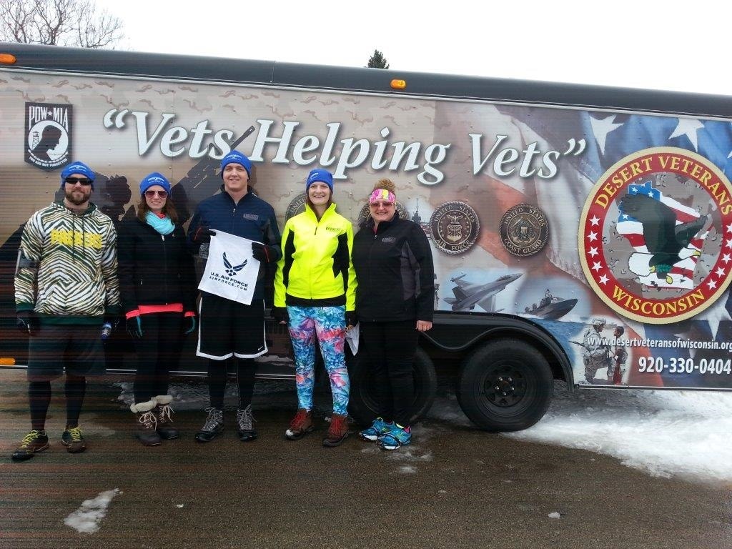 Briess employees participate in local Winter Warrior Event. From left to right: Jordon Guerts, Cassie Liscomb, Jason Ader, Amber Ader, and Lisa Manz.